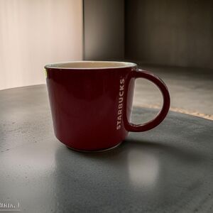 Starbucks Coffee Mug Cup 2012 Red‎ Embossed White Logo 14oz Barista